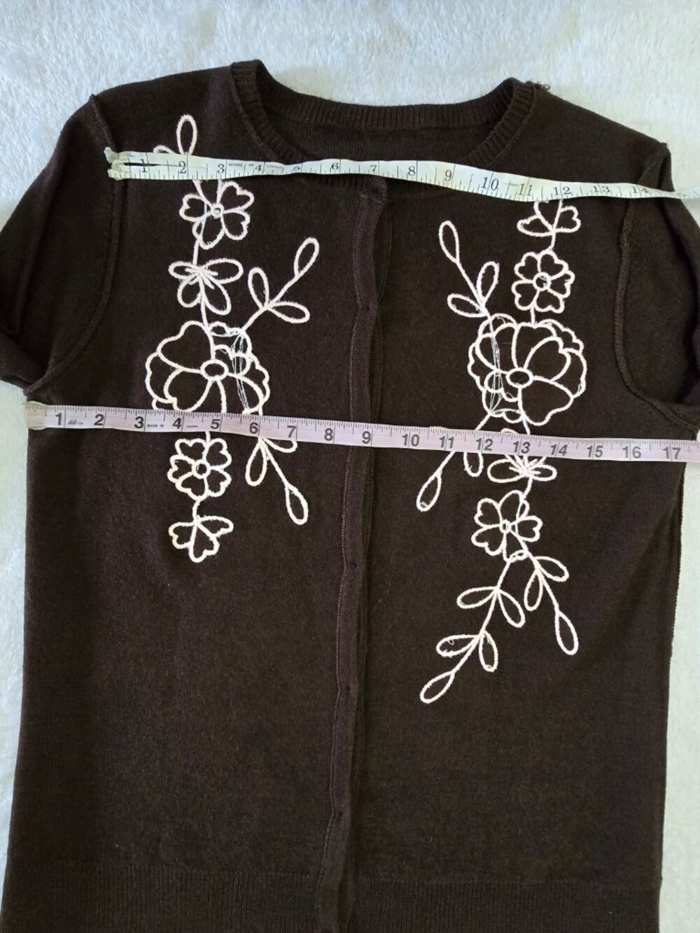 Vintage Y2K Bob Mackie Wearable Art Cardigan Brown Embroidered Wool Blend, Sz S - Picture 15 of 16